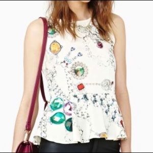 Honey Punch Jewel and Diamond Peplum Top